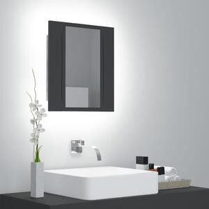 Dulap de baie cu oglindă & LED, gri, 40x12x45 cm