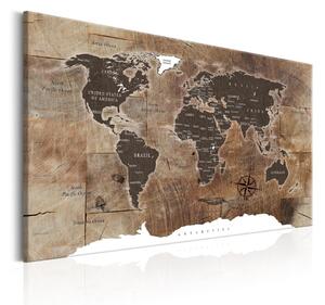 Avizier cu harta lumii Bimago Wooden Mosaic, 120 x 80 cm