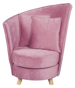 Fotoliu în stil Art Deco, catifea Velvet roz/stejar, ROUND