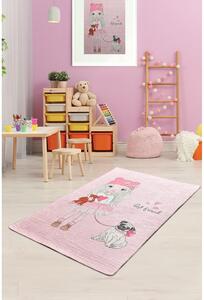 Covor antiderapant pentru copii Chilai Best Friend, 100 x 160 cm, roz