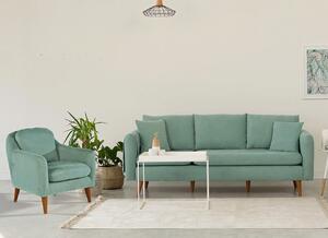 Set de canapea, Unique Design, 867UNQ1618, Lemn de carpen, Verde Fistic