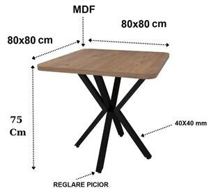 Masa de bucatarie din MDF patrat, texturata, Homs 80x80X75 cm