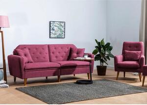 Set canapea extensibilă, Unique Design, 867UNQ1625, Lemn de carpen, Rosu claret