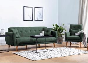 Set canapea extensibilă, Unique Design, 867UNQ1592, Lemn de carpen, Verde