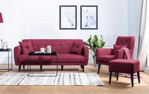 Set canapea extensibilă, Unique Design, 867UNQ1684, Lemn de carpen, Rosu claret