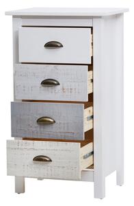 Comodă înaltă cu 4 sertare Marckeric Romantica, 46 x 80 cm, alb - gri