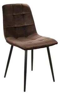 Scaun tapitat MILA, maro/negru, stofa catifelata/metal, 45x41x86 cm