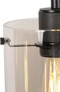 Lampă suspendată design negru cu sticlă fumurie cu 4 lumini - Dome