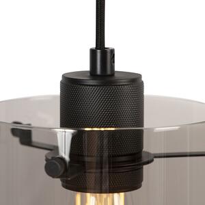 Lampă suspendată design negru cu sticlă fumurie cu 3 lumini - Dome