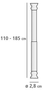 Suport telescopic pentru perdea dus, din aluminiu, Angle Medium Alb, Ø2,8 cm, L110-185 cm