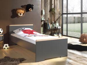 Set Mobila dormitor din pal, pentru copii 5 piese London Antracit / Natural, 200 x 90 cm