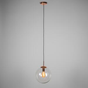 Lampa suspendata Art Deco cupru cu sticla transparenta 30 cm - Ball 30