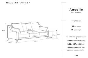 Canapea extensibilă cu spațiu pentru depozitare Mazzini Sofas Ancolie, turcoaz, 215 cm
