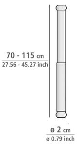 Suport telescopic pentru perdea dus, din aluminiu, Slide Small Alb, Ø2 cm, L70-115 cm