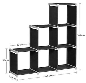 Set 6 cuburi de depozitare, Songmics, LSN63H, Negru, 11 x 41 x 41 cm