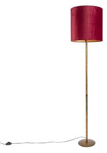 Lampă de podea vintage aurie cu nuanță roșie 40 cm - Simplo