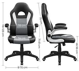 Scaun de birou, Songmics, Negru, 48x52x(90-112) cm