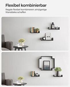 Set 3 etajere de perete, Songmics, Negru, 40x10x9 cm