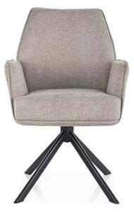 Scaun rotativ HUGO, bej/negru, stofa clasica/metal, 58x46x90 cm