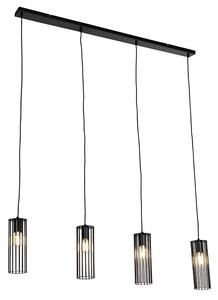 Lampă suspendată modernă cu 4 lumini negre - Balenco Wazo