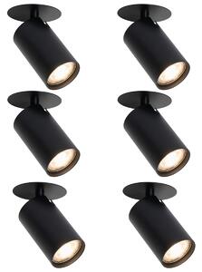 Set de 6 spoturi încastrate moderne negre GU10 50mm - Chels