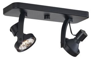 Spot de tavan de design negru GU10 70mm 2 lumini reglabil - Vo