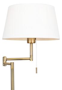 Lampă de podea clasică bronz cu umbră albă reglabilă - Ladas Fix
