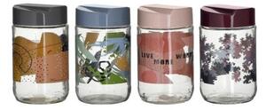 Set 4 recipiente condimente medii, Sticla, Multicolor, Live More