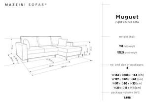 Canapea extensibilă cu spațiu de depozitare Mazzini Sofas Muguet șezlong pe partea dreaptă, verde
