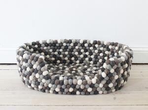 Pat cu bile din lână, pentru animale de companie Wooldot Ball Pet Basket, 40 x 30 cm, alb - gri