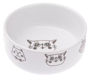 Bol din ceramică pentru pisici Dakls, 300 ml, alb