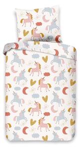 Lenjerie de pat din bumbac pentru copii Good Morning Unicorn, 120 x 150 cm