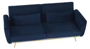 Canapea extensibilă, catifea Velvet albastru regal învechit/cromat, HORSTA
