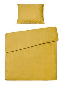 Lenjerie de pat din bumbac pentru o persoană Bonami Selection, 140 x 220 cm, galben muștar