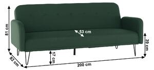 KONDELA Canapea extensibilă, verde, PULSA