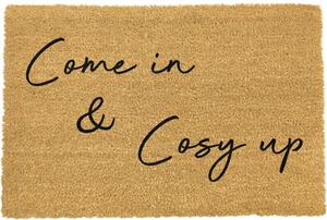 Covoraș intrare din fibre de cocos Artsy Doormats Come In & Cosy Up, 40 x 60 cm, negru