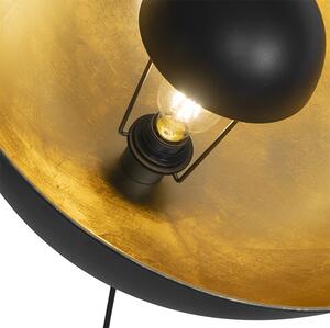 Lampă de podea neagră cu trepied reglabil auriu de 51 cm - Magnax