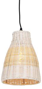 Lampă suspendată de țară albă cu lemn de 20 cm - Burn Rattan
