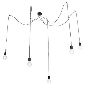 Lampă suspendată design negru cu 5 lumini - Cavalux