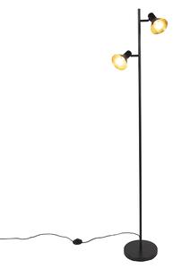 Lampă de podea modernă neagră cu 2 lumini aurii - Magno