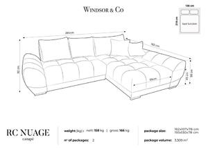 Colțar extensibil cu tapițerie de catifea și șezlong pe partea dreaptă Windsor & Co Sofas Nuage, bej