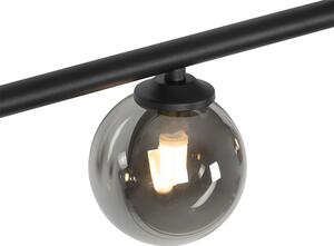 Lampă modernă suspendată neagră 100 cm 5 lumini cu sticlă fum - Atena