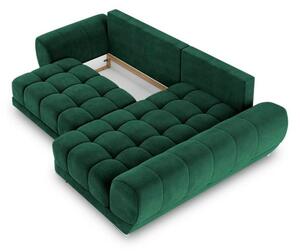 Colțar extensibil cu tapițerie de catifea și șezlong pe partea dreaptă Windsor & Co Sofas Nuage, verde smarald
