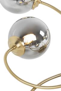 Lampă de plafon modernă cu 6 lumini de aur cu sticlă fum - Atena