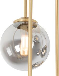 Plafoniera moderna de aur cu 9 lumini cu sticla fumurie - Atena