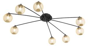 Plafoniera moderna neagra cu aur cu 8 lumini - Athens Wire