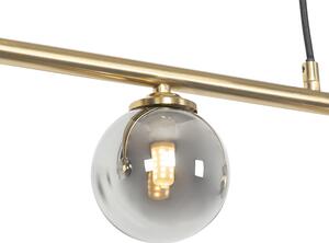 Lampă suspendată modernă de aur 100 cm 5 lumini cu sticlă fum - Atena