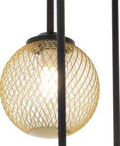 Lampă de tavan Art Deco neagră cu 9 lumini aurii - Athens Wire