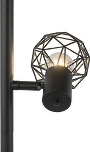 Lampă de podea design negru reglabilă cu 3 lumini - Plasă