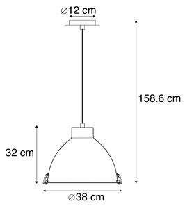 Lampă suspendată industrială albă de 38 cm reglabilă - Anteros